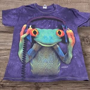 Frog headphones Purple Reptile T-Shirt